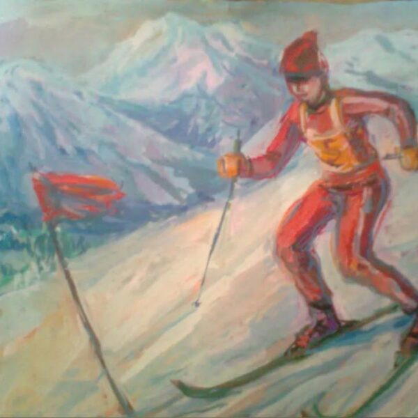 Composition on the theme of sports - skier